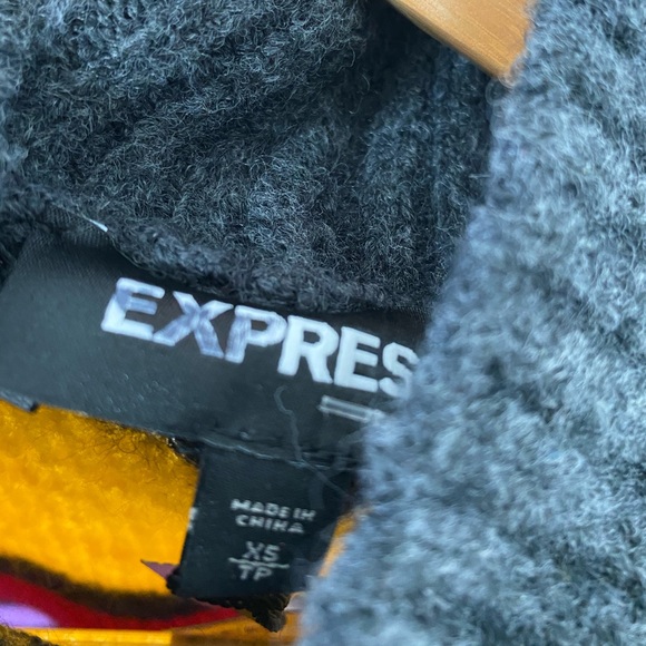 Express Color Block Stripe Mock Neck Sweater - Picture 4 of 5